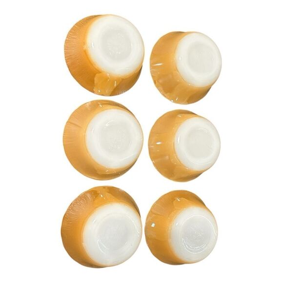 Vintage Fire King 1940’a peach luster glass custard cups, Set of 6 - Picture 4 of 12